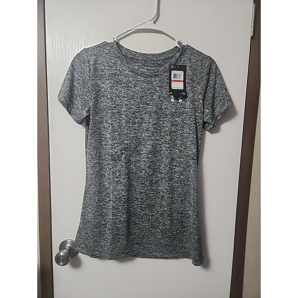 Under Armour Women's XS Twist Short Sleeve in Black/White HeatGear Loose